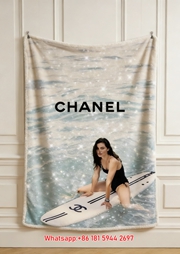Chanel Surfboard Print Flannel Throw Blanket IMG_7178